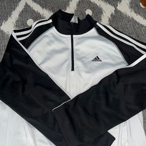 white and black sweater